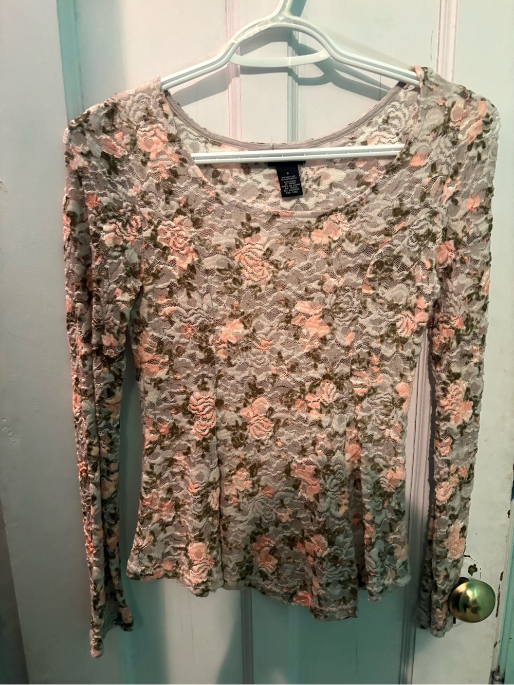 Rue21 Floral Long Sleeve See-Through Peplum Top